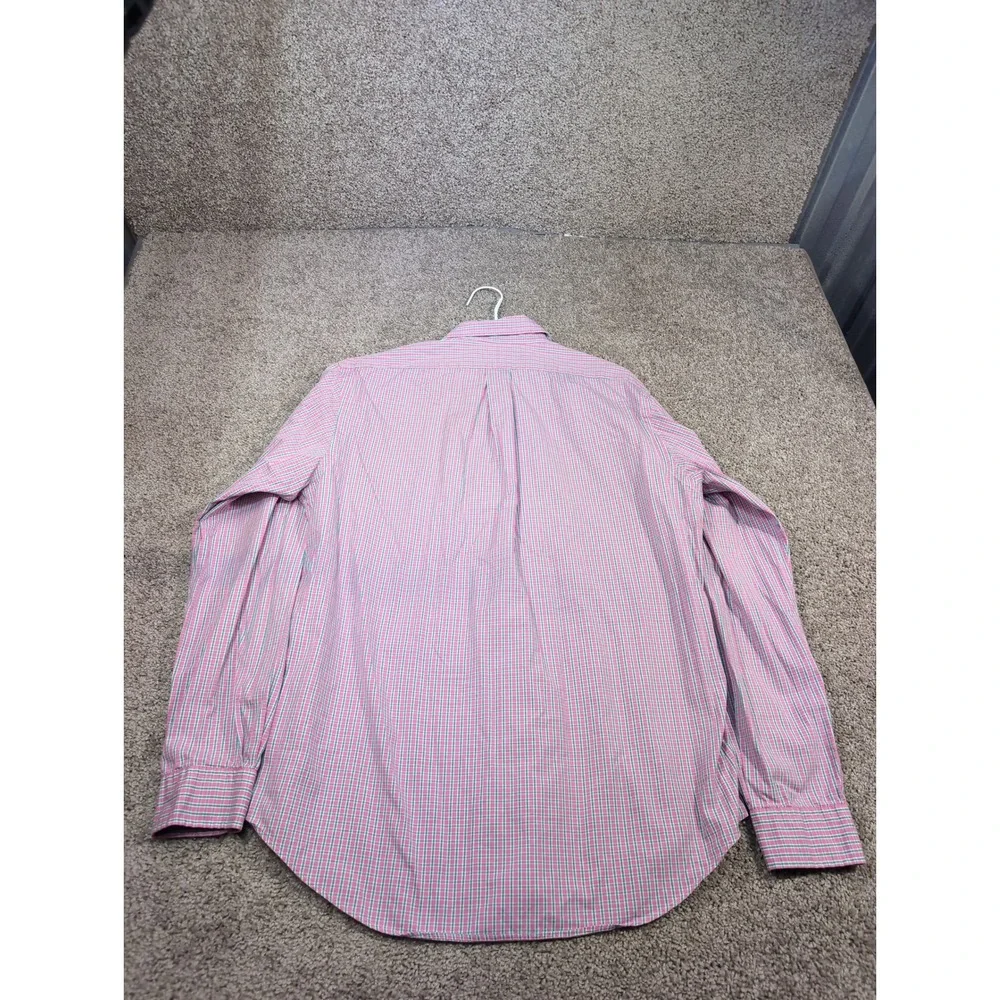 Ralph Lauren Custom Fit Plaid Shirt Mens 16.5 L Pink Green Long Sleeve Button‎
